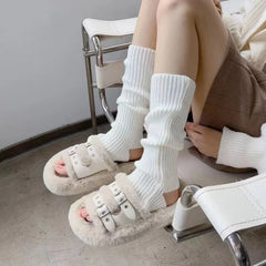 Dospita A pair of knitted jk socks for women, white long calf socks, leg covers, autumn and winter warm Lolita socks, Lolita