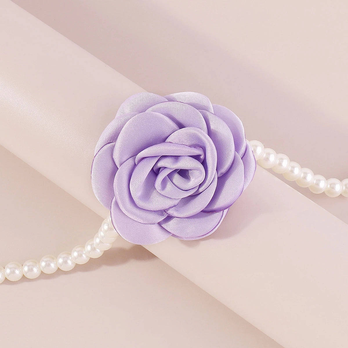 Dospita Cloth Flower Choker Pearl Beaded Clavicle Necklace For Women Girls Cute Romantic Collar Necklace Elegant Wedding Party Jewelry