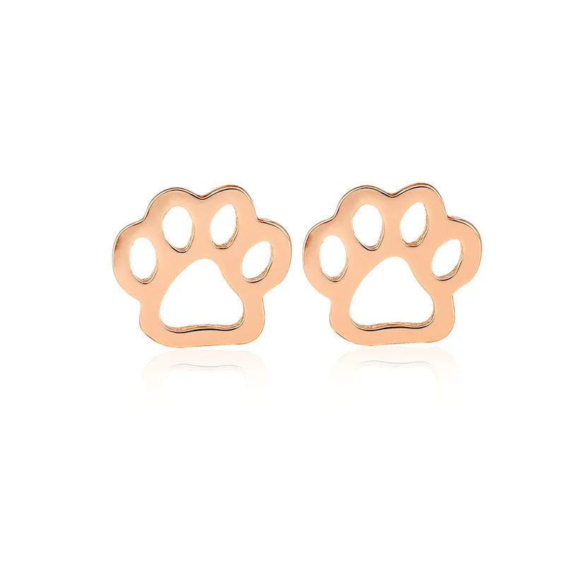 Dospita Gold Silver Plated Cute Dog Cat Paw Stud Earrings for Women Men Girls Hollow Animal Footprint Pendientes Brincos Trendy Jewelry