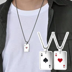 Dospita Stainless Steel Poker Card Ace of Spades Pendant Chain Necklace For Women Men Playing Cards Jewelry Hip Hop Jewelry Gift