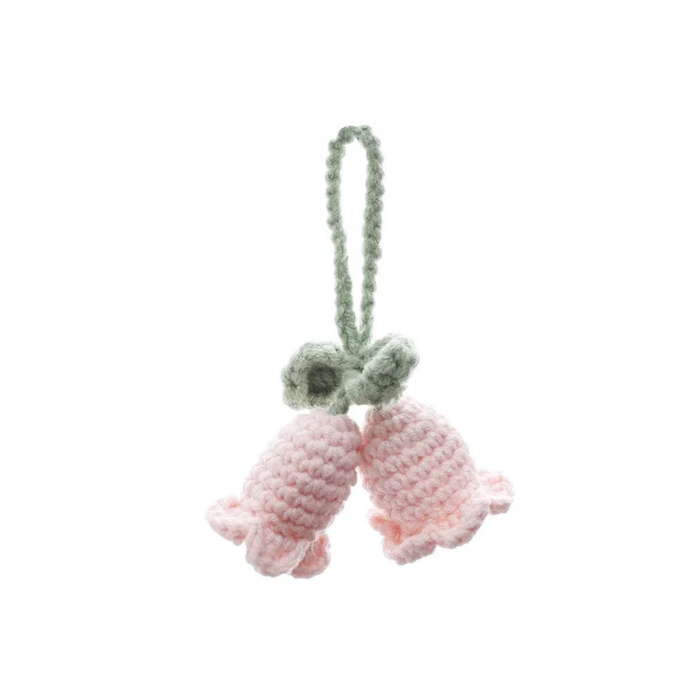 Dospita  -  Handmade Flower Knitted Keychain Keyring Women Crocheted Wool Flower Leaf Bag Pendants Car Key Ring Fresh Handbag Charms Gifts