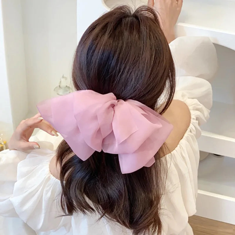 Dospita Big Hair Bows Chiffon Solid Color Large Bowknot Hairpins Spring Clamp Clip for Women Fashion Korea Headwear Accessories New