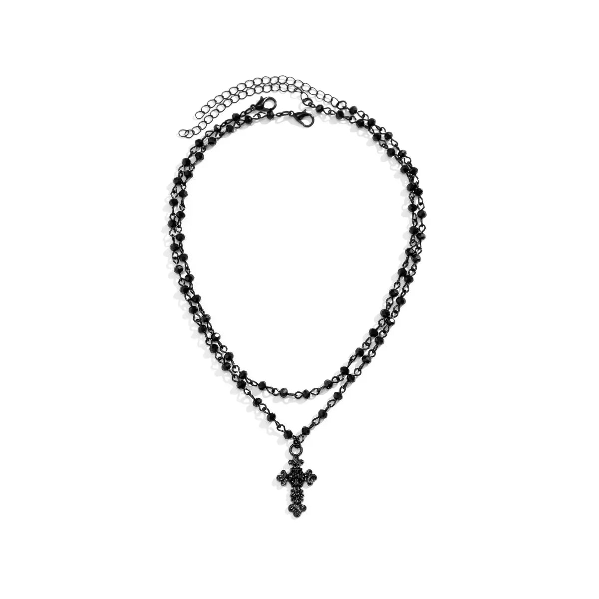 Dospita  -  2Pcs/Set Gothic Black Cross Jesus Pendant Choker Necklace for Women Punk Vintage Metal Beads Chain Neck Jewelry Accessories New