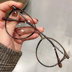 Dospita Retro Anti Blue Light Glasses Women Men Round Frame Computer Reading Eyewear Vintage Oversized Optical Spectacle Eyeglass