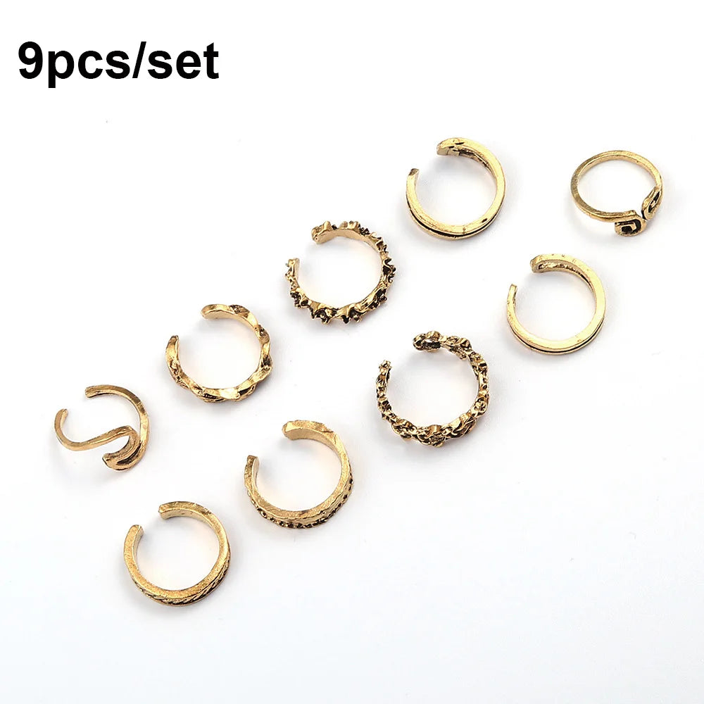 Dospita  -  9pcs Knuckle Foot Rings for Women Retro Hollow Sexy Open Adjustable Toe Ring Boho Trend Summer Beach Foot Jewelry Accessories