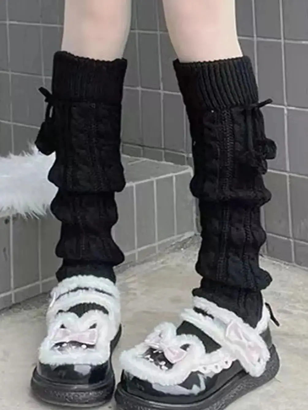 Dospita  -  A pair of Japanese style Harajuku all-match heap mid-calf socks set white knitted y2k campus jk strap long leg set for women