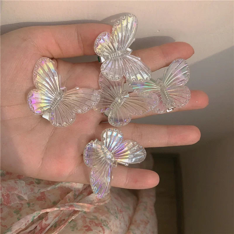 Dospita 5Pcs Transparent Aurora Butterfly Hairpin Heart Shape Children Hair Clips Women Barrettes Fashion Girl Headband Hair Accessories