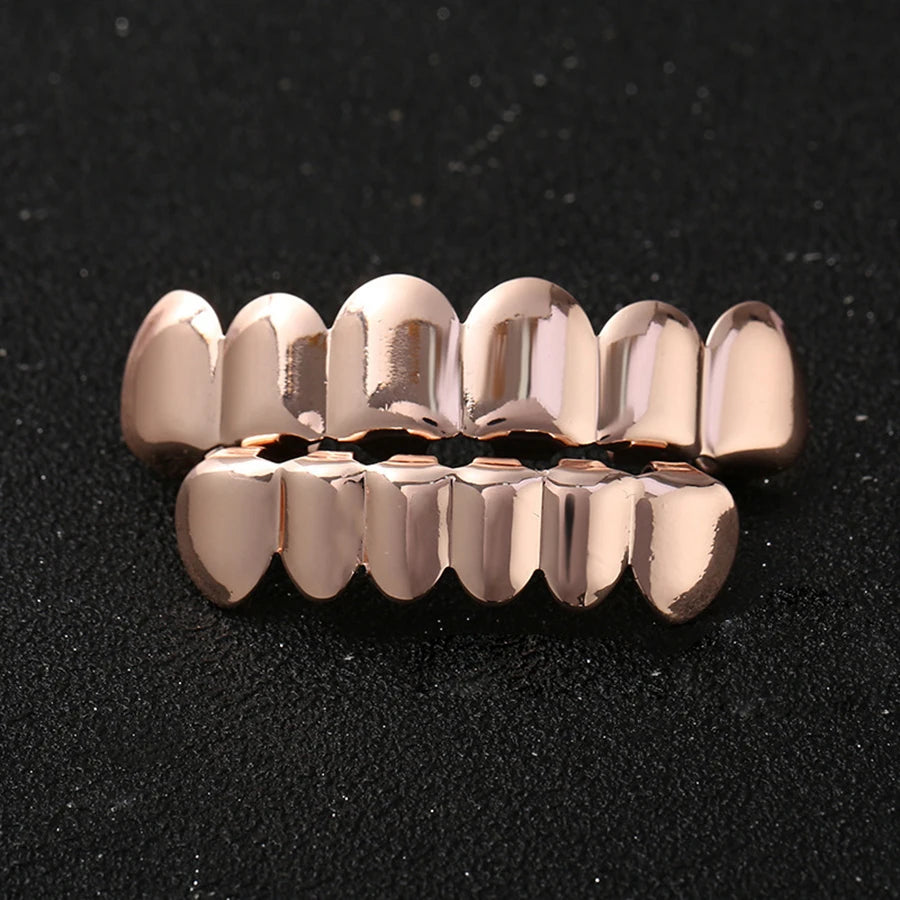 Dospita Classic Fashion 6/6 Teeth Grillz Hip Hop Plated Tooth Caps Decor Braces Dental Grills For Women Men Jewelry