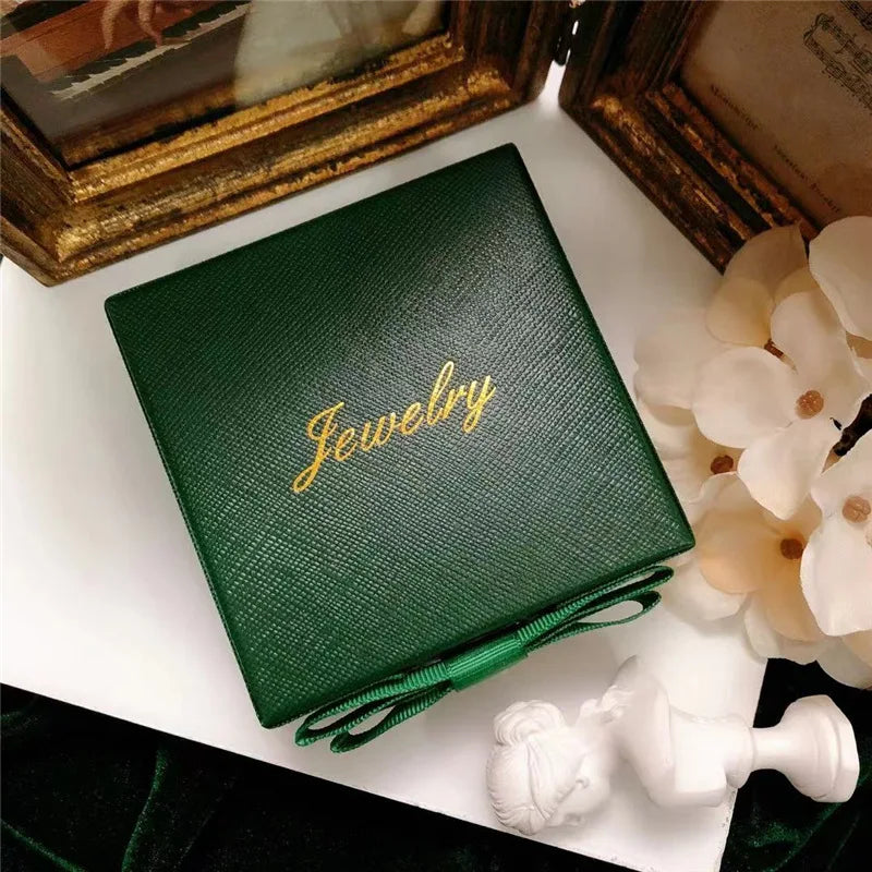 Dospita Jewelry Case Boxes Brooches Lapel Pins Earrings Necklace Ring Portable Green Jewelry Box Leather Storage Display Packaging Gift