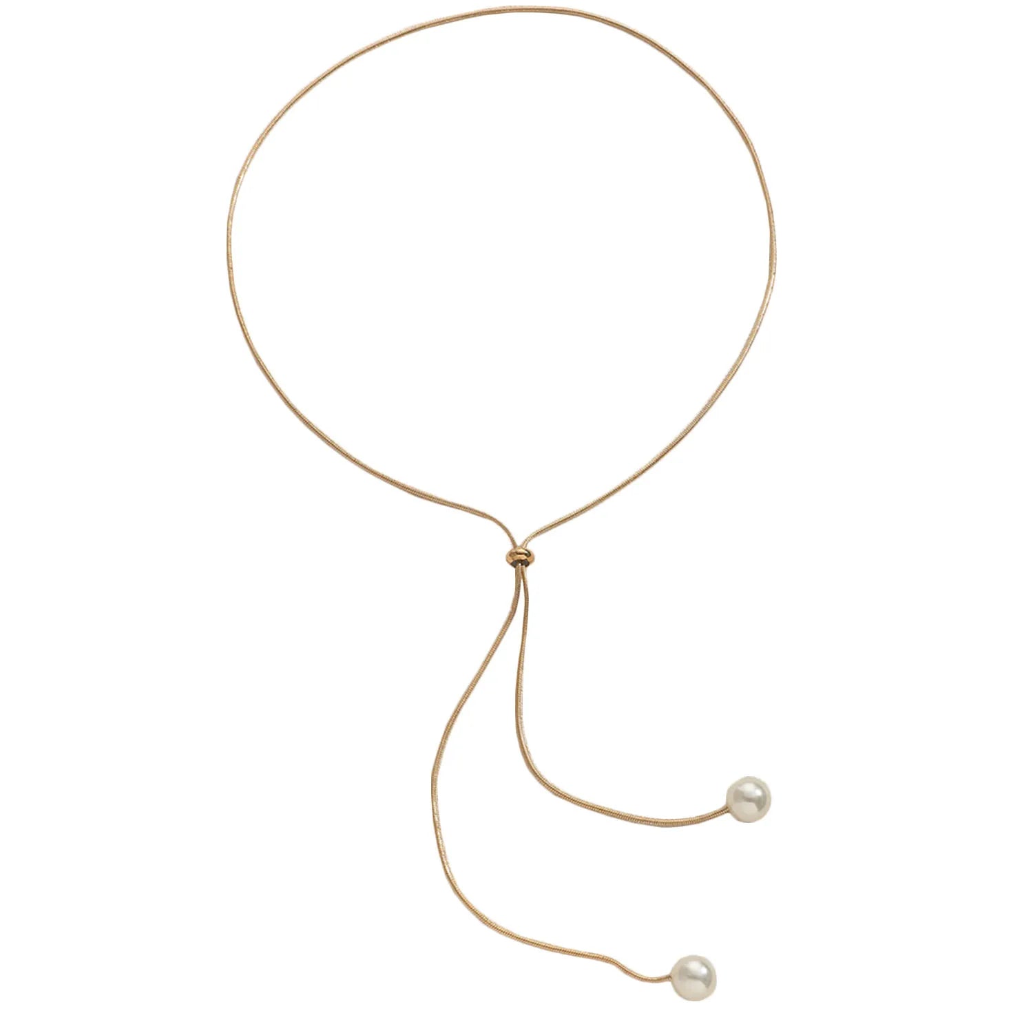 Dospita Fashion Simple Gold Color Pearl Necklaces for Women Long Tassel Pull Design Clavicle Chains Necklace Jewelry Collares