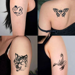 Dospita  -  12 Brand New Creative Design Dark Dragon Tiger Tattoo Stickers for Women's Semi Permanent Tattoo Stickers