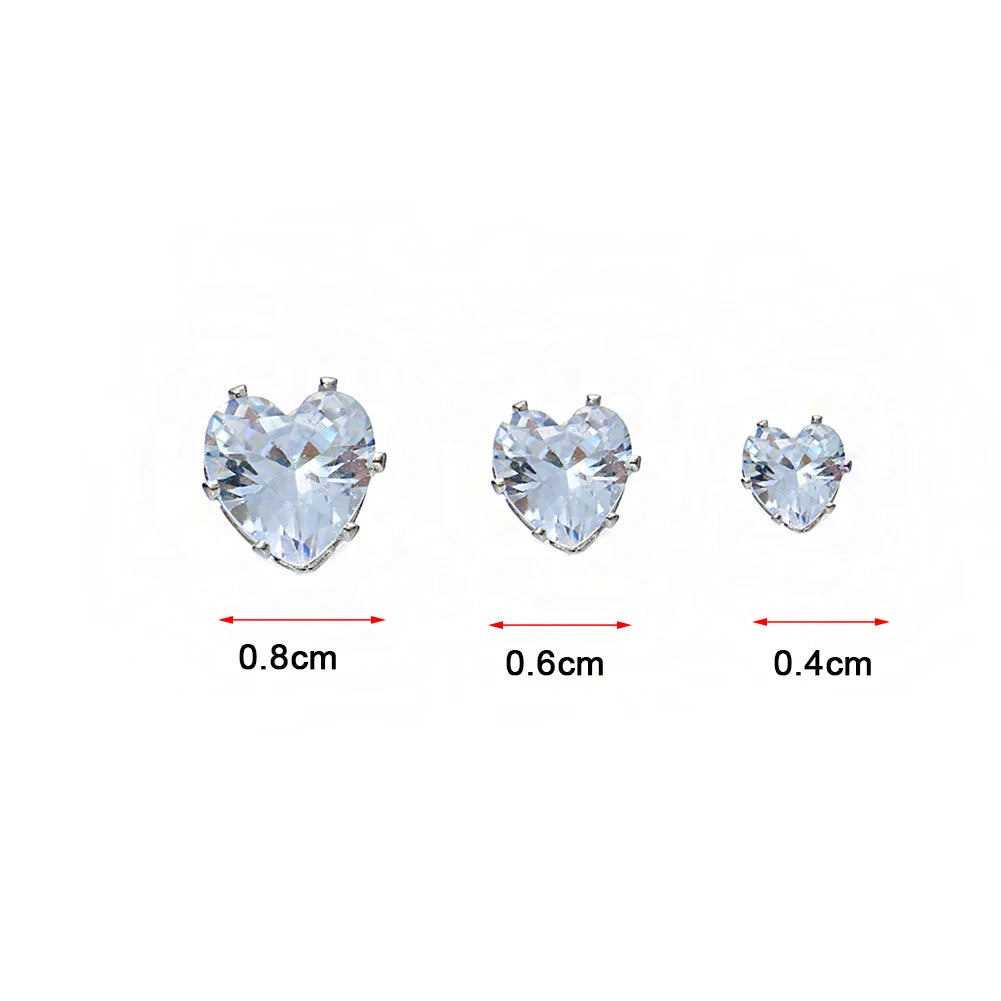 Dospita Jewelry Magnetic Earing Easy Use Heart for Women Men Non Piercing Silver Ear Clips 1Pair Crystal Zircon