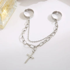 Dospita New Style Chain Ring Fashion Hip-hop open Ring Punk Female Design Sense Niche Simple Ring