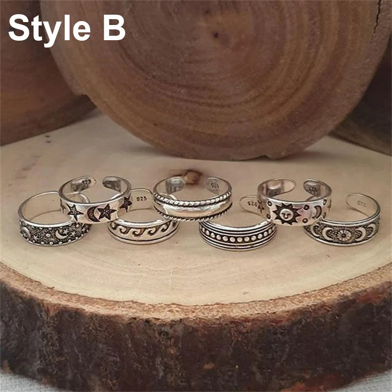 Dospita  -  9pcs Knuckle Foot Rings for Women Retro Hollow Sexy Open Adjustable Toe Ring Boho Trend Summer Beach Foot Jewelry Accessories