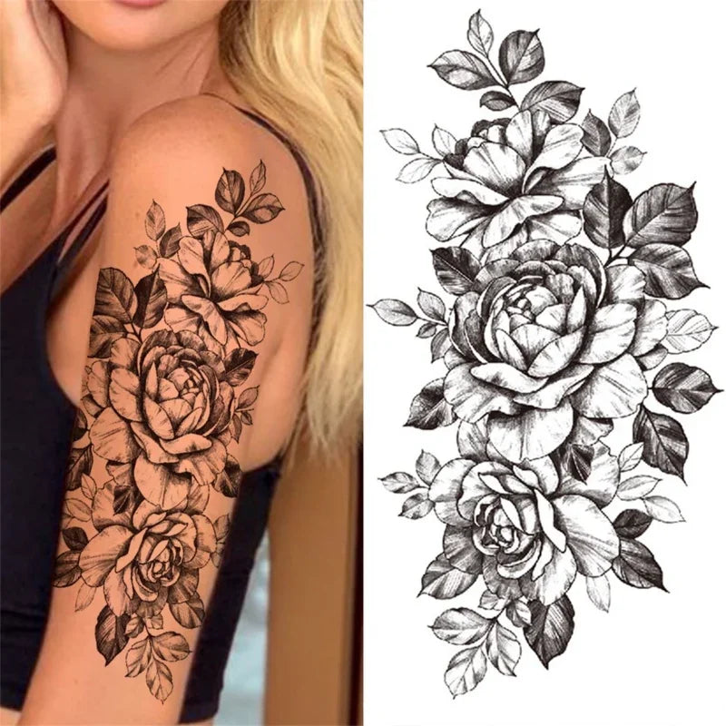 Dospita  -  1 Sheet Flower Tattoo Sticker Waterproof Lasting Temporary Tattoo