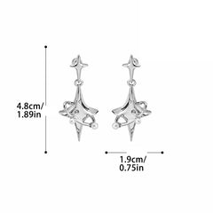 Dospita 2024 Fashion Silver Color Cross Star Zircon Stud Earrings for Women Girl Korean Four-Pointed Star Personality Earrings Jewellery