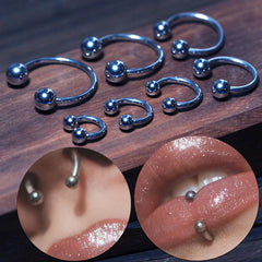 Dospita  -  2Pcs 16G Cone Septum Ring Stainless Steel Horseshoe Nose Piercing Spike Lip Rings Silver Color Tragus Helix Earring Body Jewelry