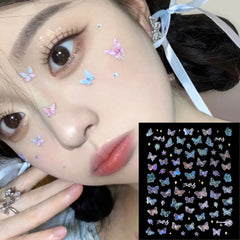 Dospita  -  5PCS Fairy Butterfly Wings Shiny Tattoo Sticker Waterproof Eyes Face Body Art Fake Tattoos for Women Makeup Dance Music Festival