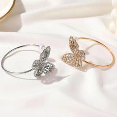 Dospita Hollow Zircon Butterfly Bracelet Pearl Crystal Butterfly Bracelets for Women Silver Color Bracelets &Bangles CF