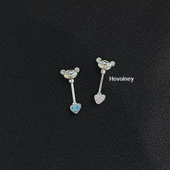 Dospita  -  1PC Stainless Steel Left Ear Silver Color Bear Clips Helix Cartilage Fake Piercing Jewelry Non Pierced Earrings