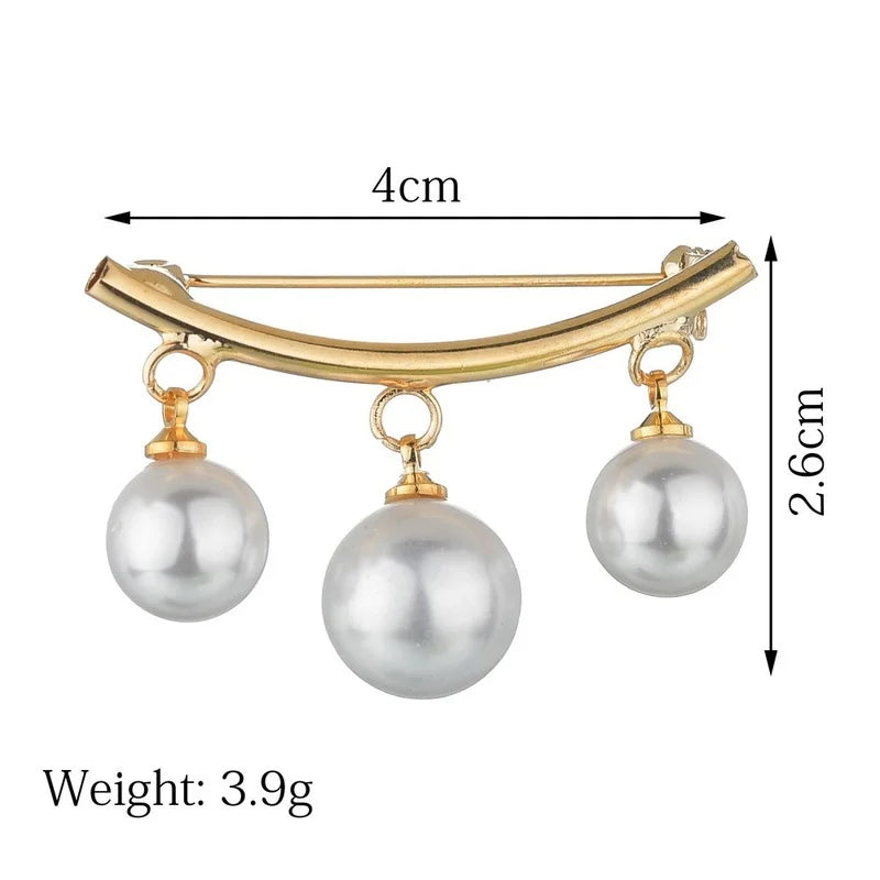 Dospita Exquisite Elegant Brooches Three Pearl Brooch Pins for Women Simple Sweater Coat Summer Dress Pearl Pin Fixed Clothing