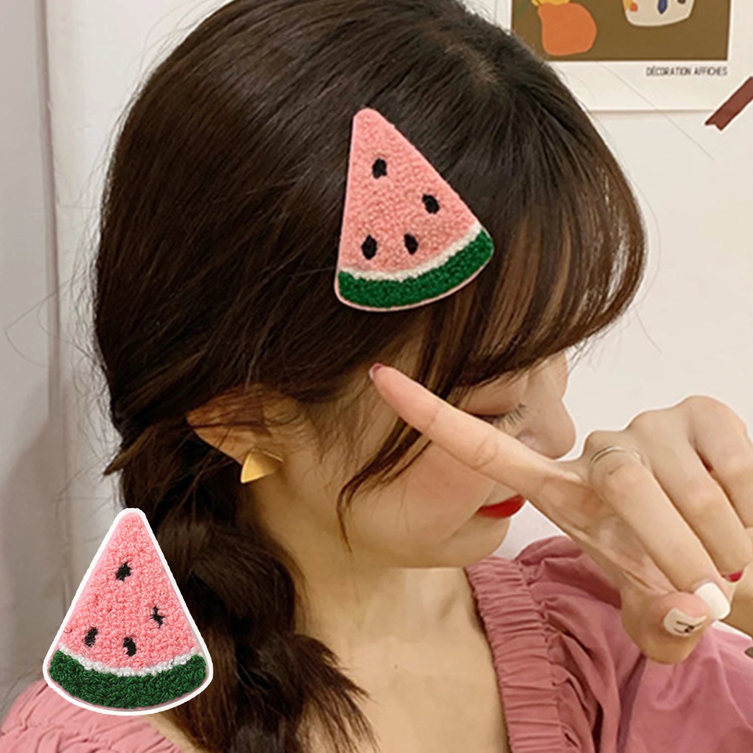 Dospita Korean Wool Knitted Embroidery Fruit Strawberry Avocado Hair Clips For Girl Children Cute Kawaii Hairpin Fashion Accessories