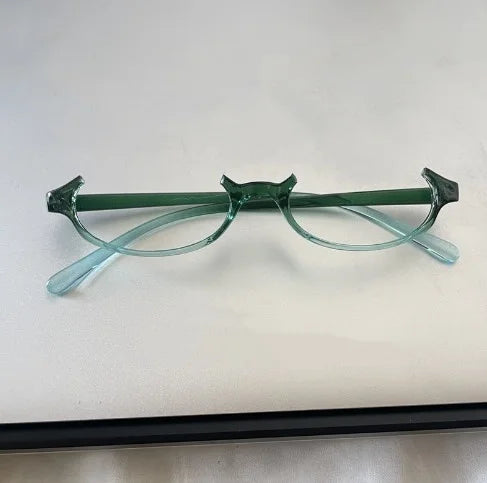 Dospita  -  Y2K Women Retro Oval Glasses Girls Red Green Half-Frame Glass Eyewear Decorative Computer Anti-blue Eyeglasses Seaside Driving