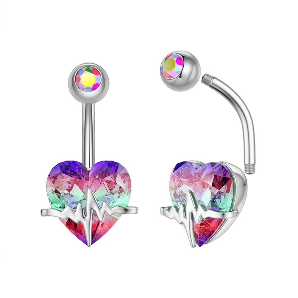 Dospita 1PC 316l Surgical Steel Assorted Colors Navel Ring  Crystal Balls Belly Button Ring Navel Piercing Body Jewelry 14g