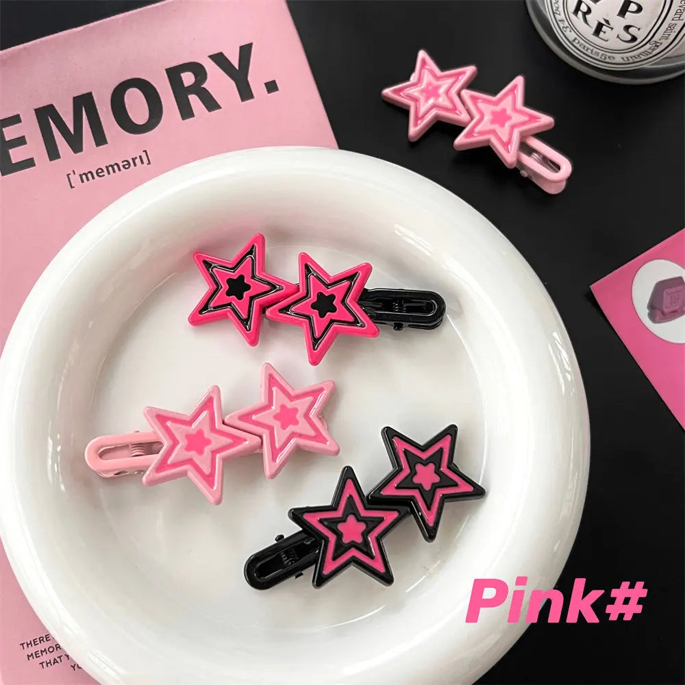 Dospita 5Pcs Sweet Cool Wind Star Series Hairpin ins Spicy Girl Bang Hairpin Side Clip Headwear Clip Duck Mouth Clip