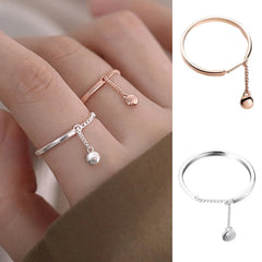 Dospita Chain Tassels Ring Adjustable Simple Korean Fashion Women Party Ring Finger Korean Silver Color Jewelry