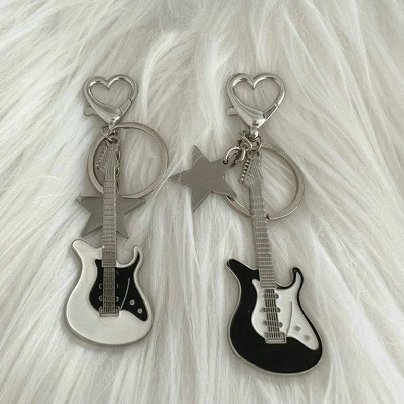 Dospita  -  Good Metal Hiphop Rock Y2K Guitar Keychain With Star Heart Hook Cool Fashion Punk Music Keyring Bag Charm Pendant