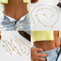 Dospita Waist Chains Bohemian Body Jewelry Sexy Body Chain Summer Beach Bikini Body Jewelry Rhinestone Waist Chain