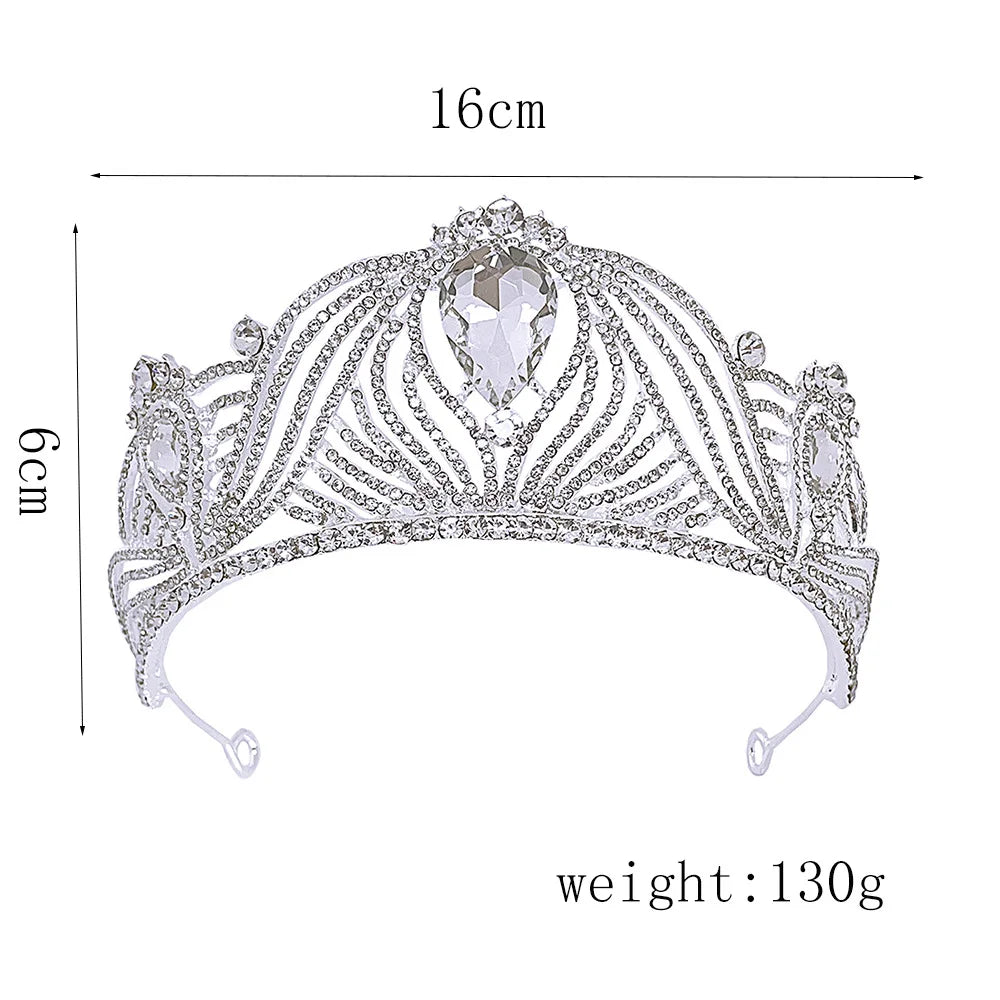 Dospita Wedding Crown Tiaras Bridal Headwear Hair Jewelry Rhinestone Headpiece Princess Headdress for Women Wedding Hair Accessories