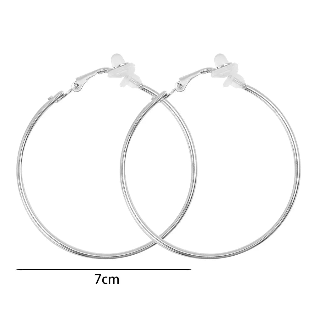 Dospita  -  4/5/6/7cm Hoop Earrings Set Big Circle Earrings Jewelry for Women Girls Ear Clip Punk Style Earrings Fashion Jewelry Accessories