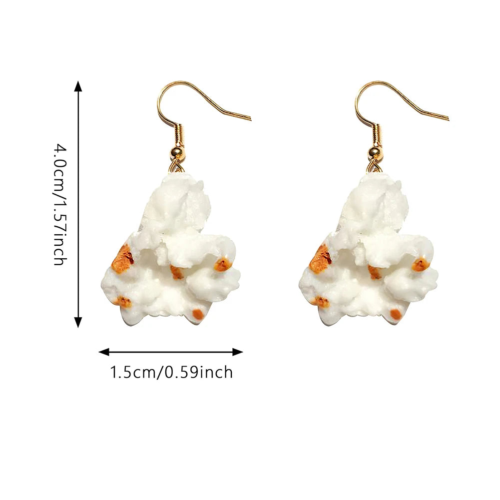 Dospita New Arrival Funny Popcorn  Food Drop Earrings for Women Girl DIY Handmade Creative Unique Dangle Earrings Jewelry