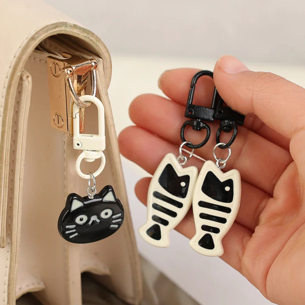 Dospita  -  1pair Cute Little Cat Keychain Creative Fish Kitten Resin Cartoon Pendent Fashion Bag Accessories for Couple Gift Car Key Chains