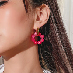 Dospita  -  New Vintage Sweet Red Glass Heart Water Droplets Asymmetrical Earrings for Women Girls Party Jewelry Accessories