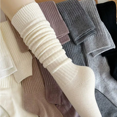 Dospita  -  Soft Wool Long Socks Women Autumn Winter Cashmere Solid Knitted Stocking Skinny Casual Knee High Fluffy Warm Thicken Girls Socks