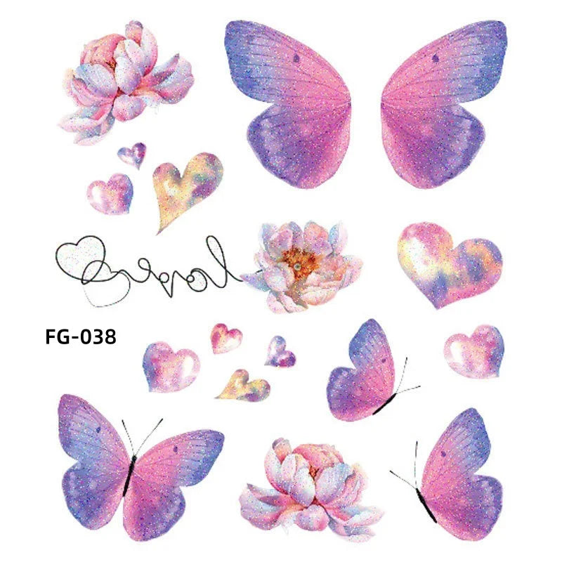 Dospita  -  1Sheet Fairy Butterfly Wings Shiny Tattoo Sticker Waterproof Eyes Face Art Fake Tattoos for Women Makeup Dance Music Festival