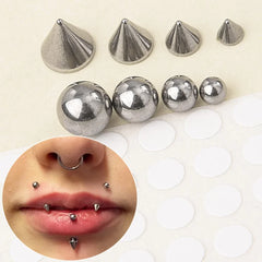 Dospita  -  Vampire Tooth Fake Lip Nails Stickers Eyebrow Ear Stud Non Piercing Earring Studs Teens Hip Hop Fake Nose Ring Body Jewelry Set