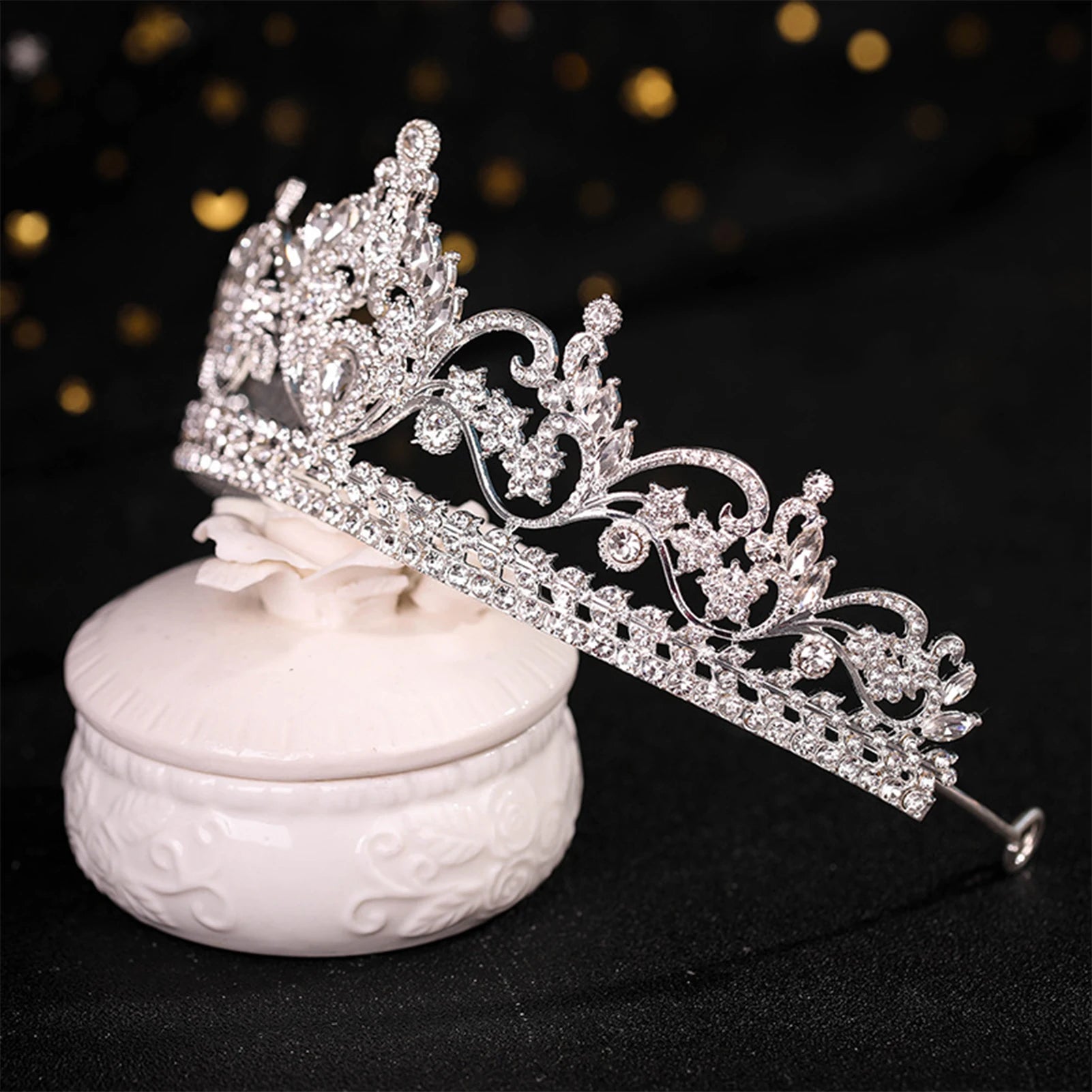 Dospita Baroque Wedding Hair Tiara Crystal Bridal Tiara Crown Silver Color Tiaras Wedding Hair Accessories Headpieces Head Jewelry