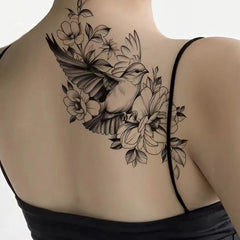 Dospita  -  1 Sheet Flower Bird Tattoo Sticker Waterproof Lasting Temporary Tattoo