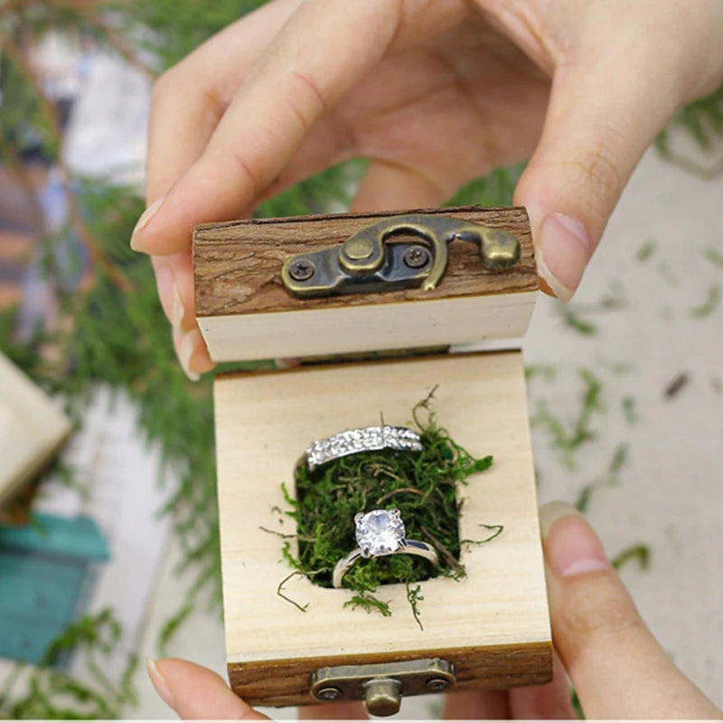 Dospita Creative Ring Box Wooden Handmade Craft Rustic Jewelry Storage Holder Personalized Ring Bearer Box Wedding Gift for Girl