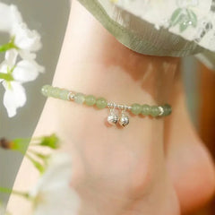 Dospita Bohemian Simple Green Crystal Bell Elastic Charm Anklet Bracelets for Women National Wind Summer Beach Anklet Jewelry