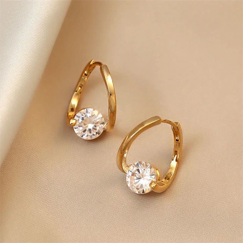 Dospita  -  Fashion Cross Stud Earrings For Women Girls Korean Style Elegant Crystal Jewelry Ear Rings Fishtail Lady Earrings Gift