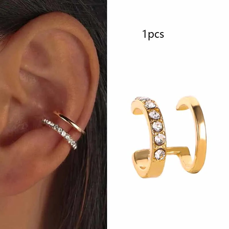 Dospita  -  Fashion Simple Design Gold Color Clip Earrings for Women Non-Piercing Puck Rock Fake Cartilage Ear Cuff Trendy Jewerly