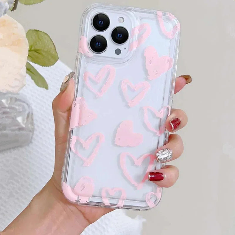 Dospita  -  Case For iPhone 13 Cases iPhone 11 Cases Heart Pink Air Cushion Phone Case For iPhone 16 15 14 Pro Max 12 XS XR X 7 8 Plus Cover