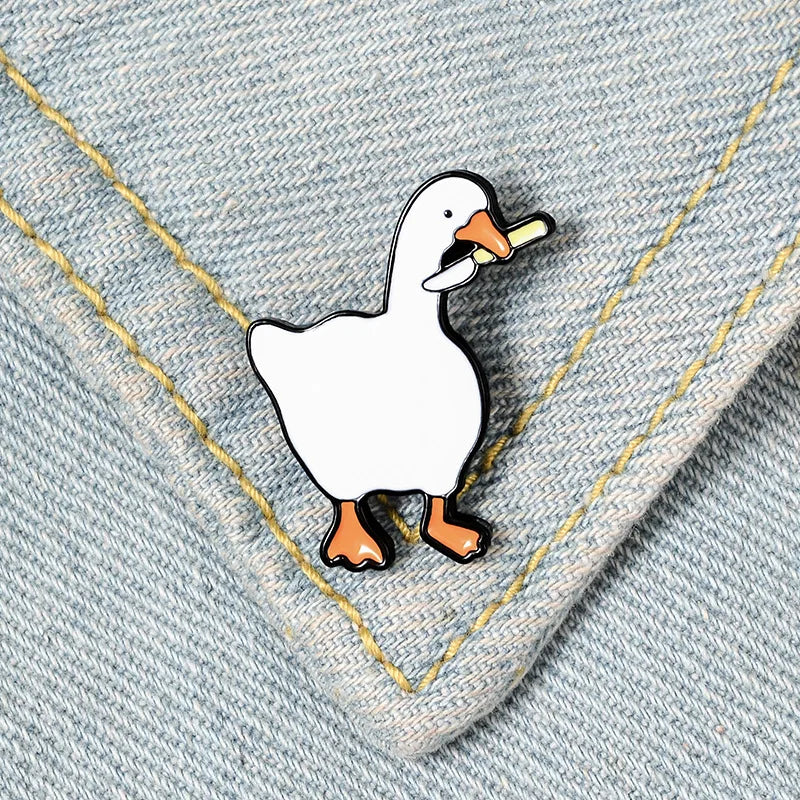 Dospita New Cute Funny White Goose Brooches Enamel Pins for Women Cartoon Anime Cat Badges Backpack Shirt Lapel Pin Jewelry Friends Gift