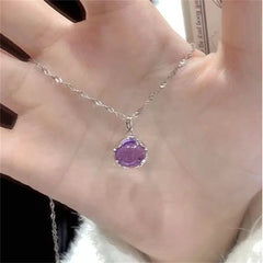 Dospita  -  Elegant Simple Design Purple Round Crystal Pendant Necklace For Women Shiny Crystal Fashion Party Jewelry