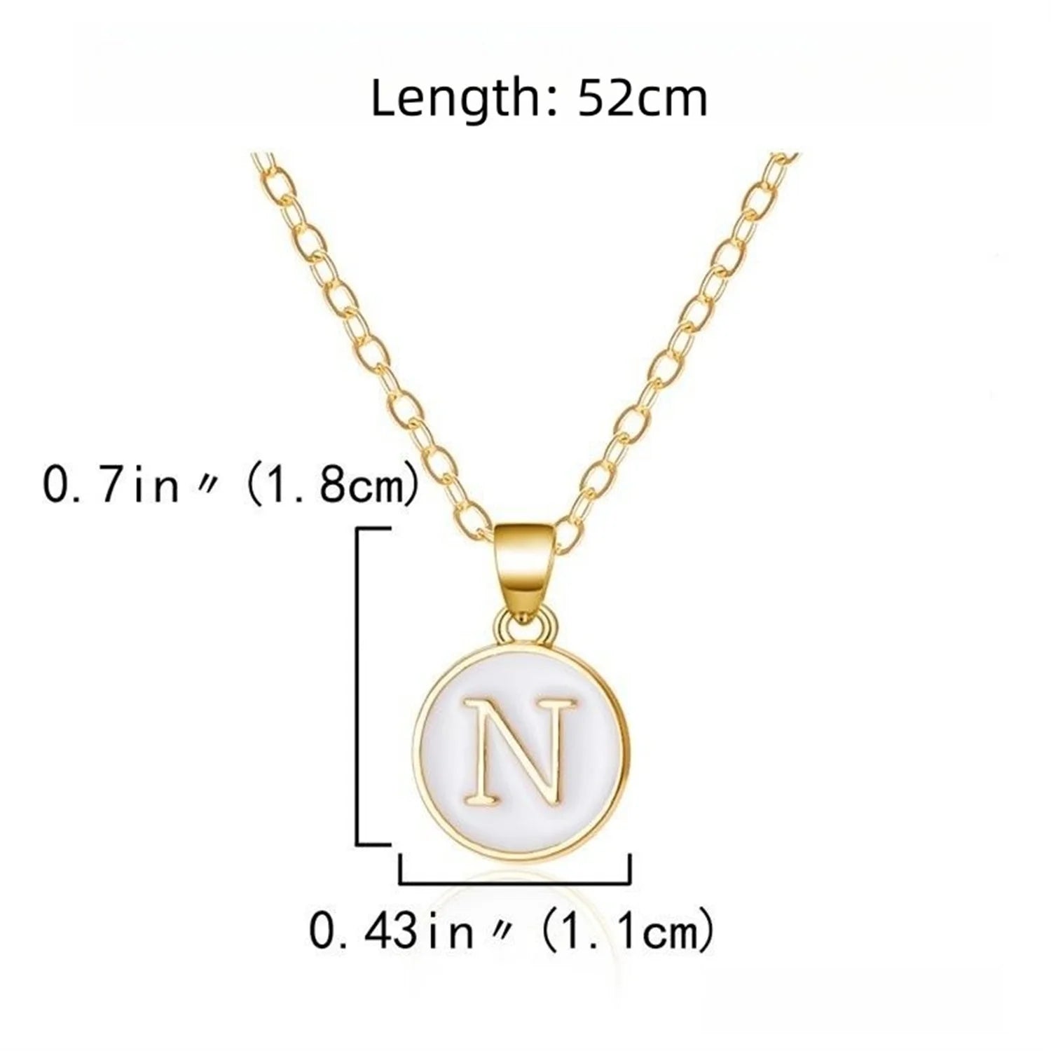 Dospita A-Z Initial Letters Necklace Stainless Steel Oval Shape Enamel White Color Pendant Alphabet Women's Necklaces Collar